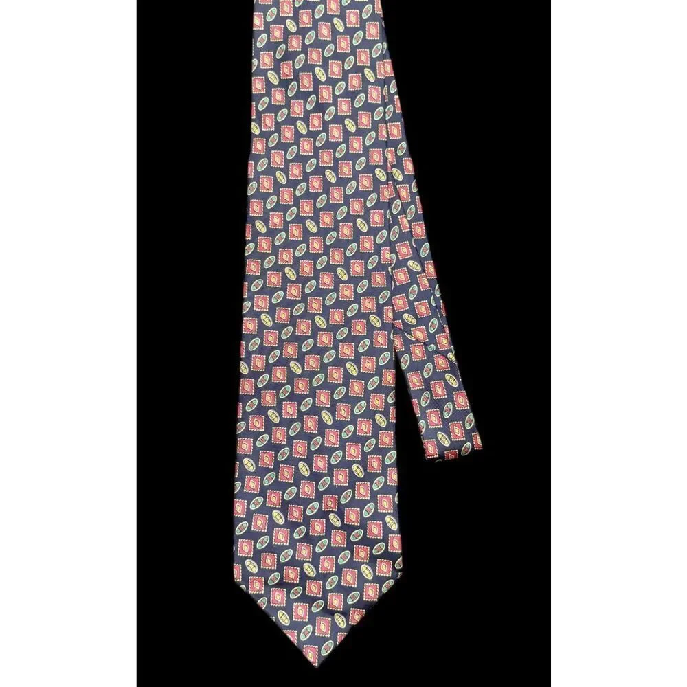 Tino Cosma Vintage 100% Silk Necktie Geometric Design Italy Vintage Retro